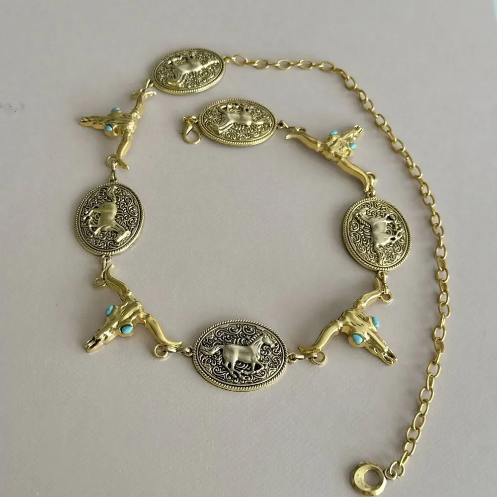 Boho bull Motif Belt M1528